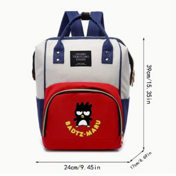 Badtz Maru Sanrio Canvas Backpack Laptop Bag with Zipper NWT